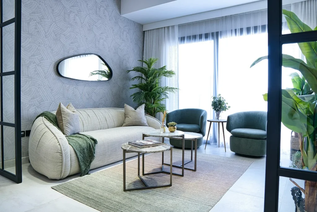 Modern apartment living and dining area