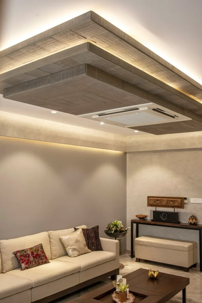 Gypsum false ceiling with warm cove lighting